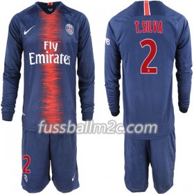 Fußballtrikots Paris Saint-Germain T. Silva 2 Kinder Heim Trikotsatz 2018-2019 Langarm